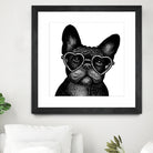 French bulldog portrait in glasses by Anastasiia Kononenko on GIANT ART - black cartooning