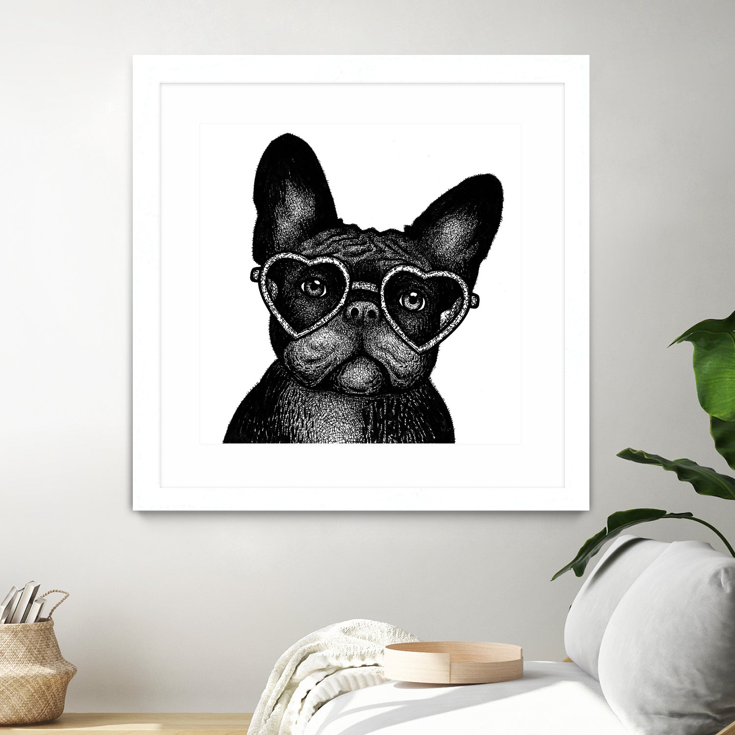 French bulldog portrait in glasses by Anastasiia Kononenko on GIANT ART - black cartooning