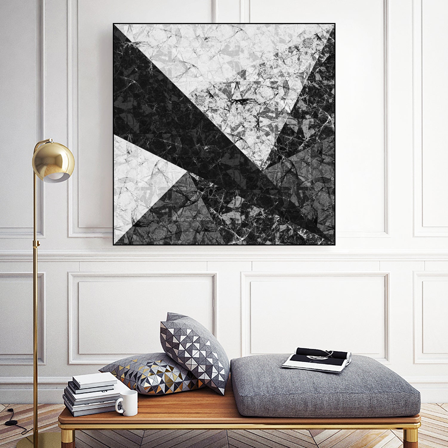 Marble Geometric Background C19 by Ilenia Pagliarini on GIANT ART - black digital drawing