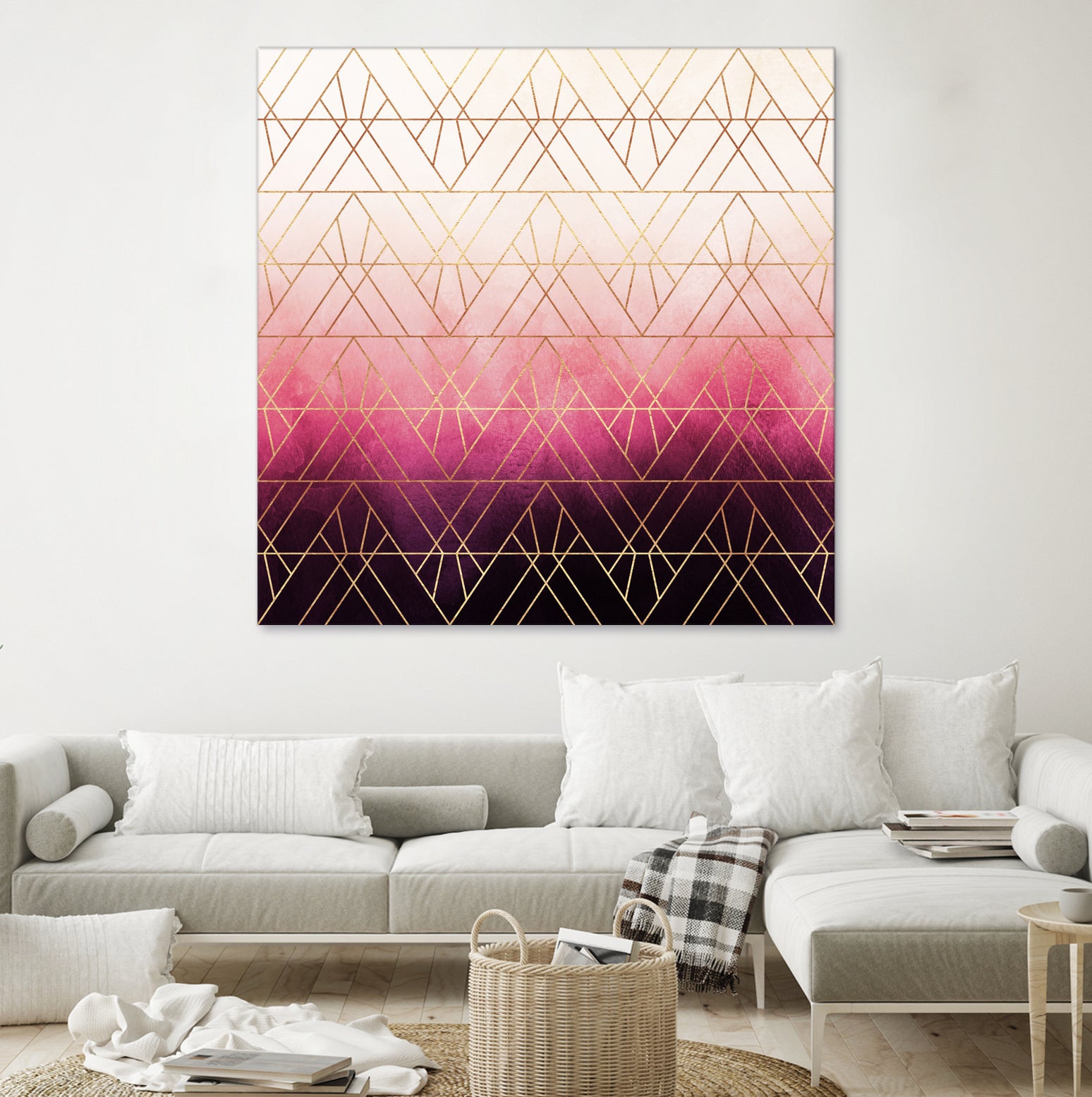 Pink Ombre Triangles by Elisabeth Fredriksson on GIANT ART - pink digital painting