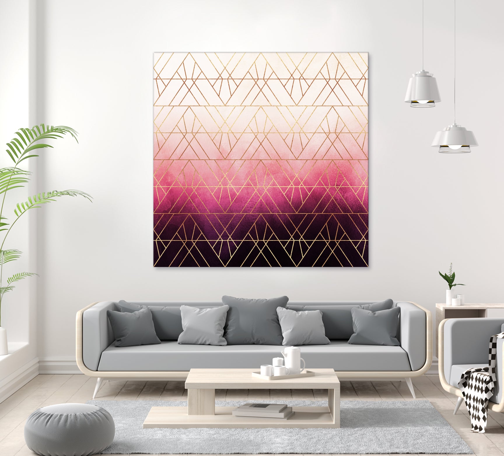 Pink Ombre Triangles by Elisabeth Fredriksson on GIANT ART - pink digital painting