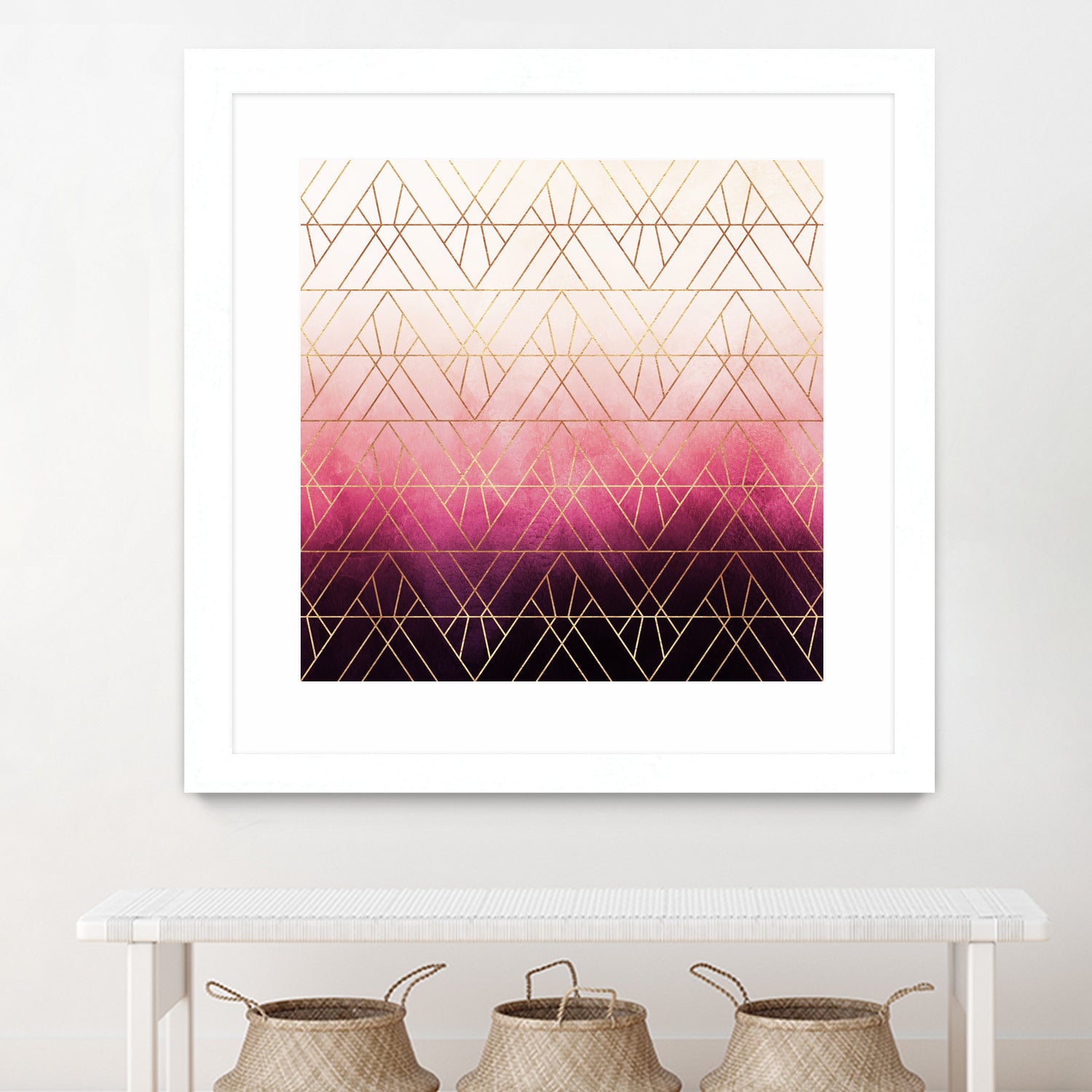 Pink Ombre Triangles by Elisabeth Fredriksson on GIANT ART - pink digital painting