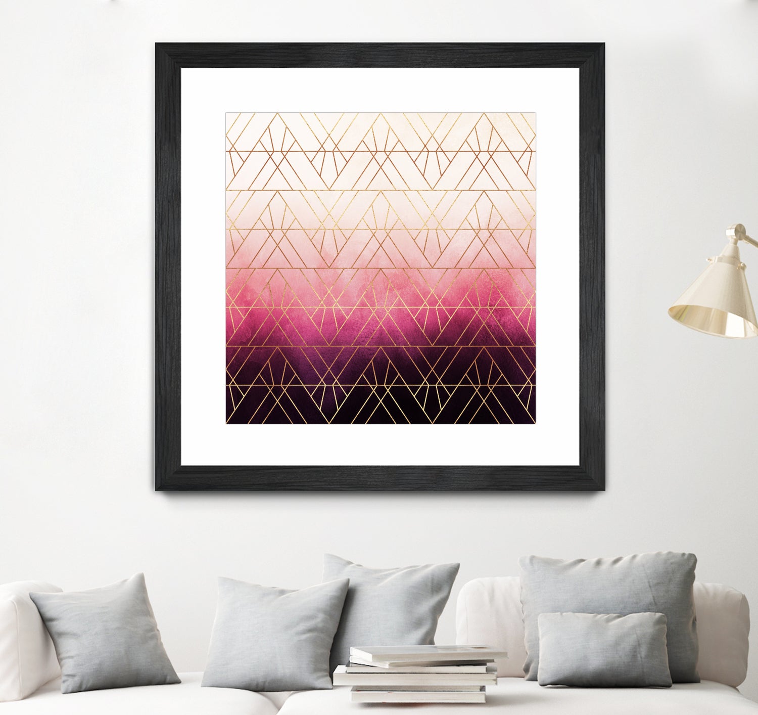 Pink Ombre Triangles by Elisabeth Fredriksson on GIANT ART - pink digital painting