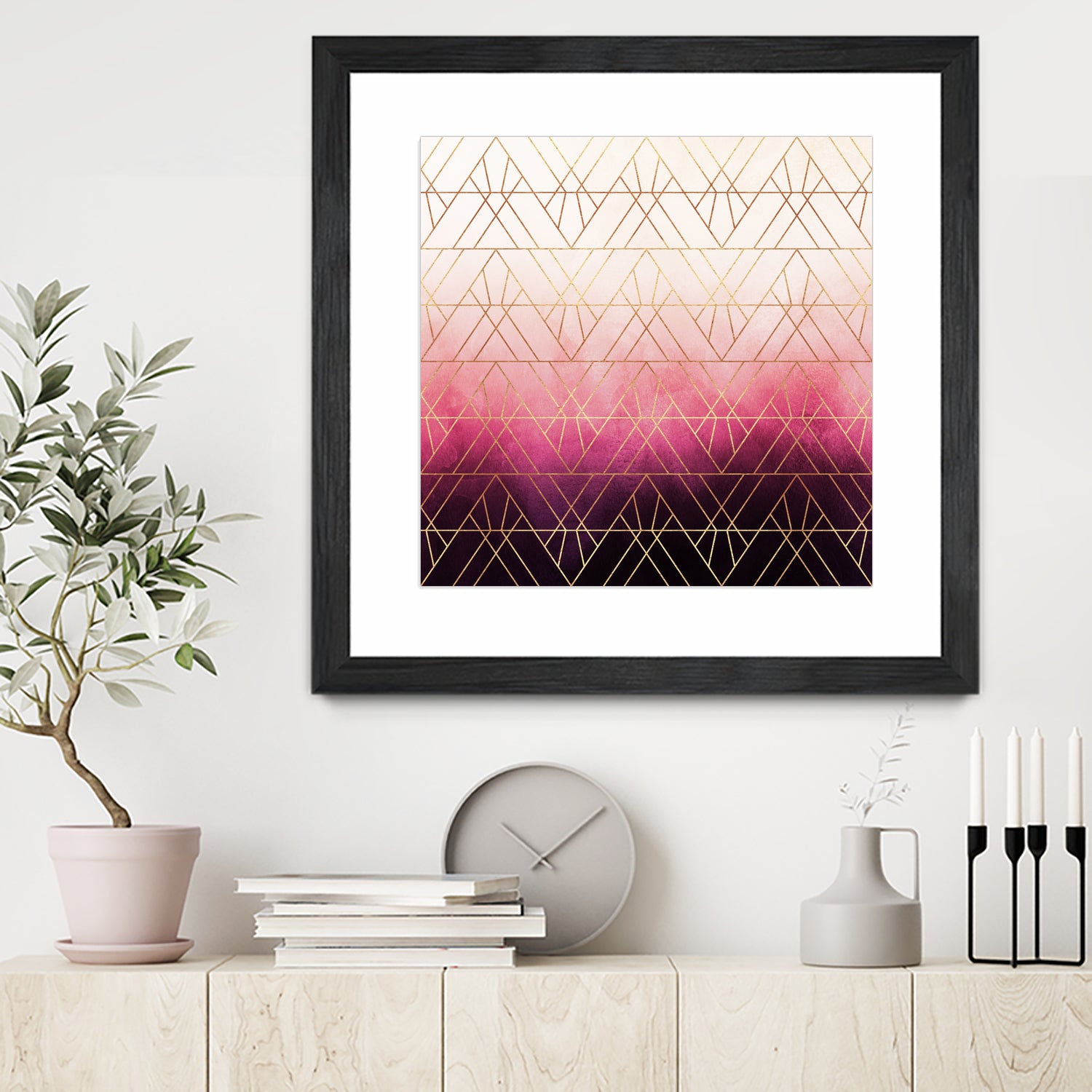 Pink Ombre Triangles by Elisabeth Fredriksson on GIANT ART - pink digital painting