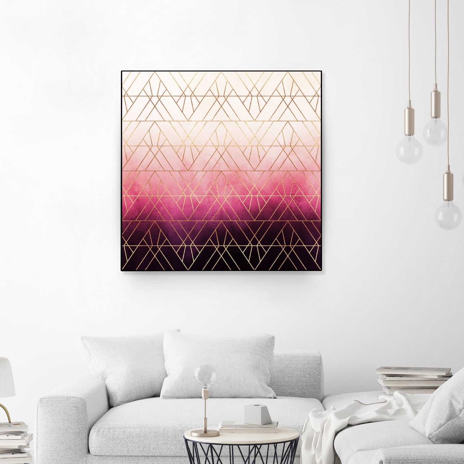 Pink Ombre Triangles by Elisabeth Fredriksson on GIANT ART - pink digital painting