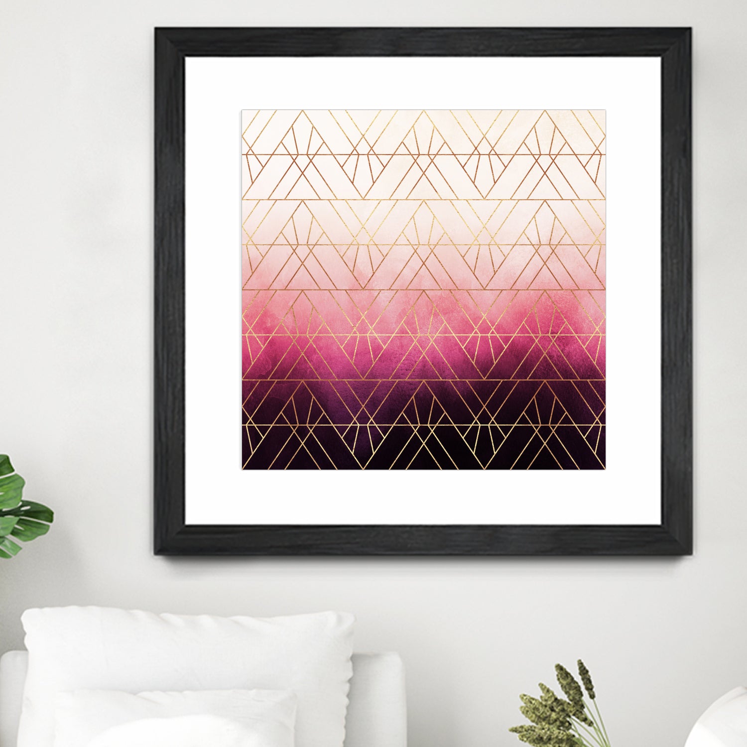 Pink Ombre Triangles by Elisabeth Fredriksson on GIANT ART - pink digital painting