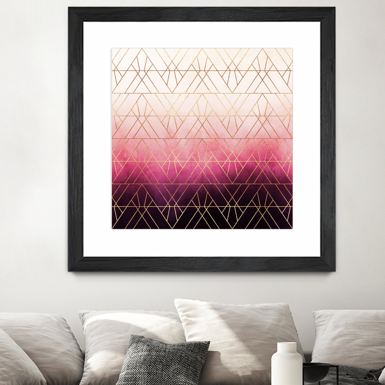 Pink Ombre Triangles by Elisabeth Fredriksson on GIANT ART - pink digital painting