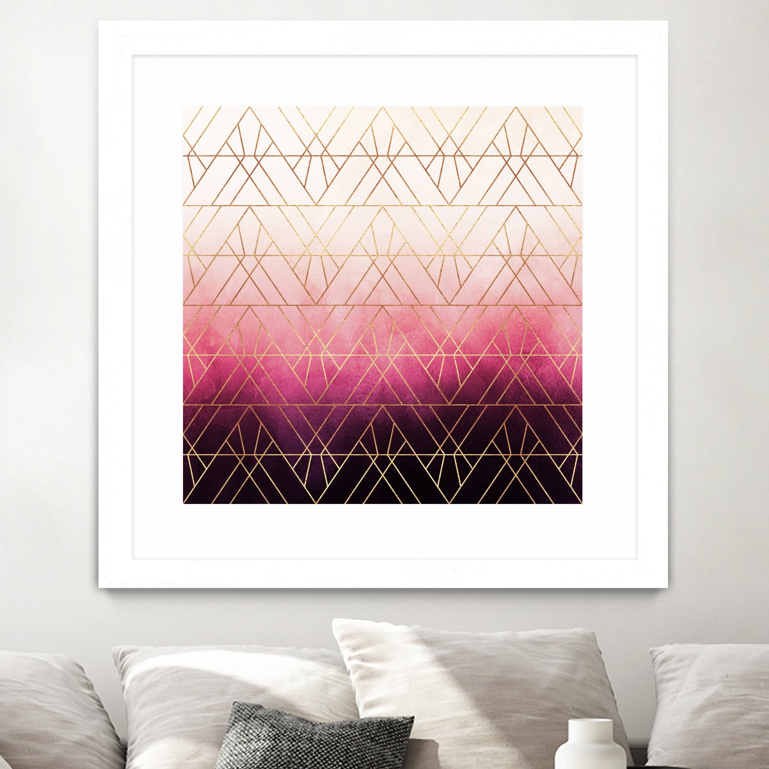 Pink Ombre Triangles by Elisabeth Fredriksson on GIANT ART - pink digital painting