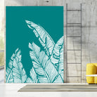 Banana Leaves on Teal by Daniela di Niro on GIANT ART - blue digital drawing