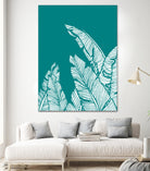 Banana Leaves on Teal by Daniela di Niro on GIANT ART - blue digital drawing