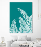 Banana Leaves on Teal by Daniela di Niro on GIANT ART - blue digital drawing