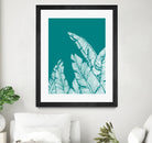 Banana Leaves on Teal by Daniela di Niro on GIANT ART - blue digital drawing