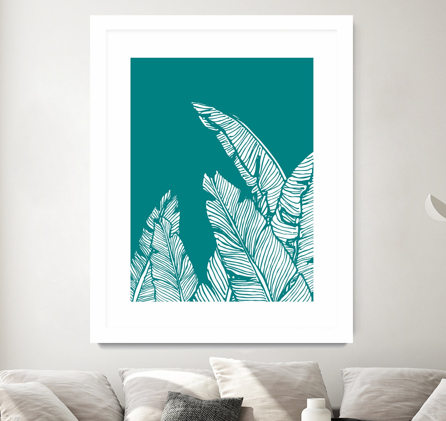 Banana Leaves on Teal by Daniela di Niro on GIANT ART - blue digital drawing