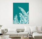 Banana Leaves on Teal by Daniela di Niro on GIANT ART - blue digital drawing