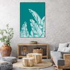 Banana Leaves on Teal by Daniela di Niro on GIANT ART - blue digital drawing