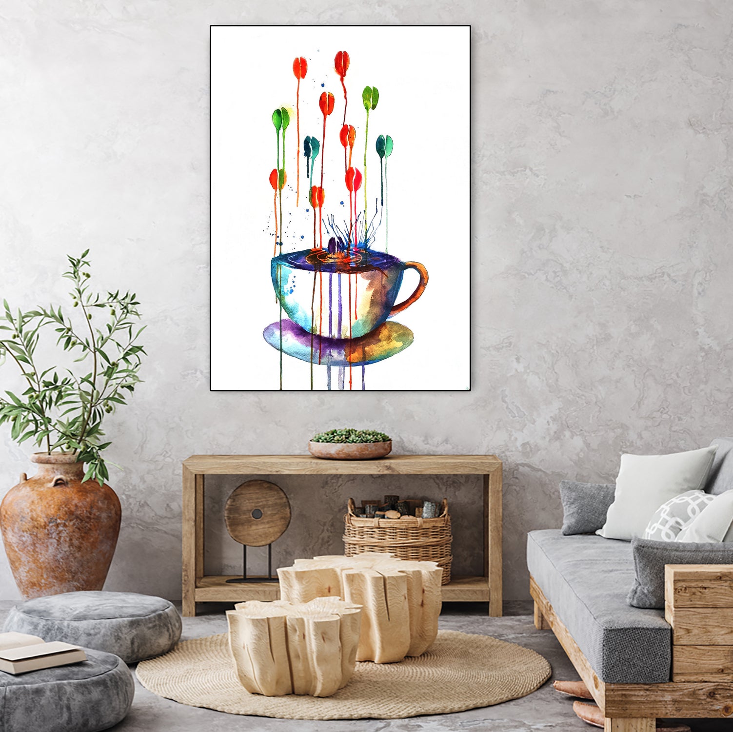 Coffee Splash by Emma Kaufmann on GIANT ART - fuchsia mixed media