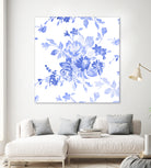 Blue Flowers - Floral Pattern Art by salome mikaberidze on GIANT ART - blue digital drawing