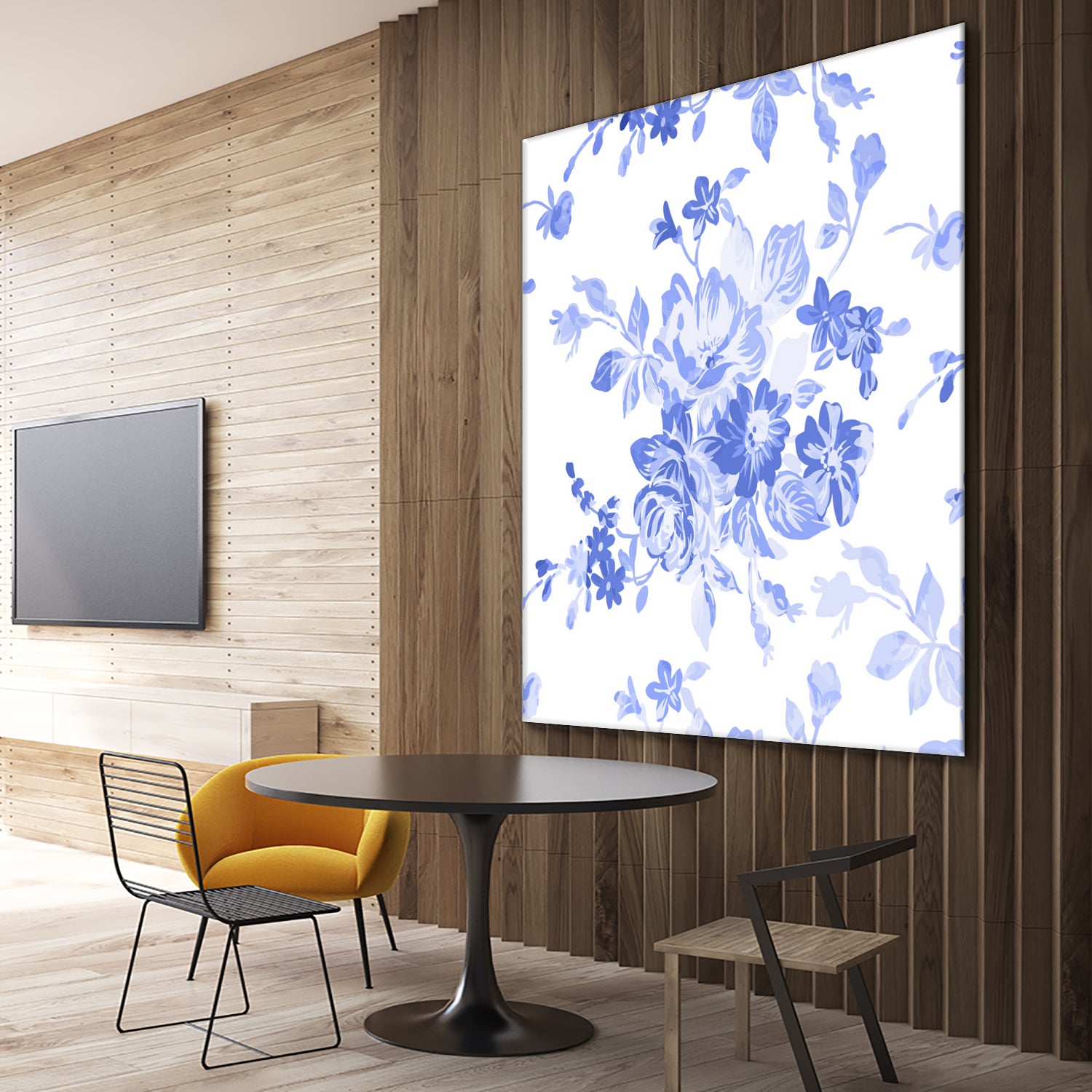 Blue Flowers - Floral Pattern Art by salome mikaberidze on GIANT ART - blue digital drawing