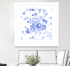 Blue Flowers - Floral Pattern Art by salome mikaberidze on GIANT ART - blue digital drawing