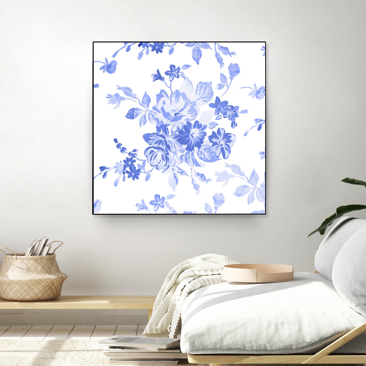 Blue Flowers - Floral Pattern Art by salome mikaberidze on GIANT ART - blue digital drawing