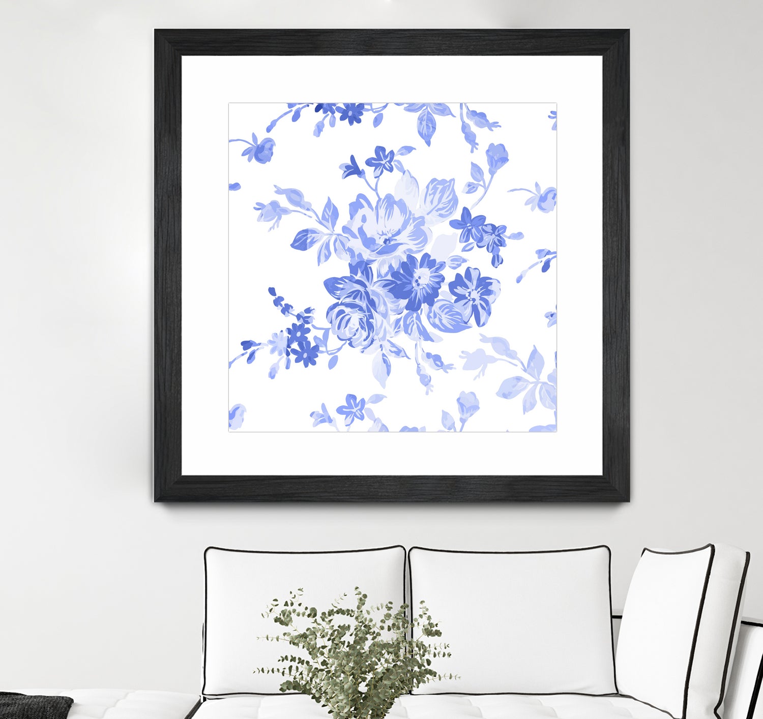 Blue Flowers - Floral Pattern Art by salome mikaberidze on GIANT ART - blue digital drawing