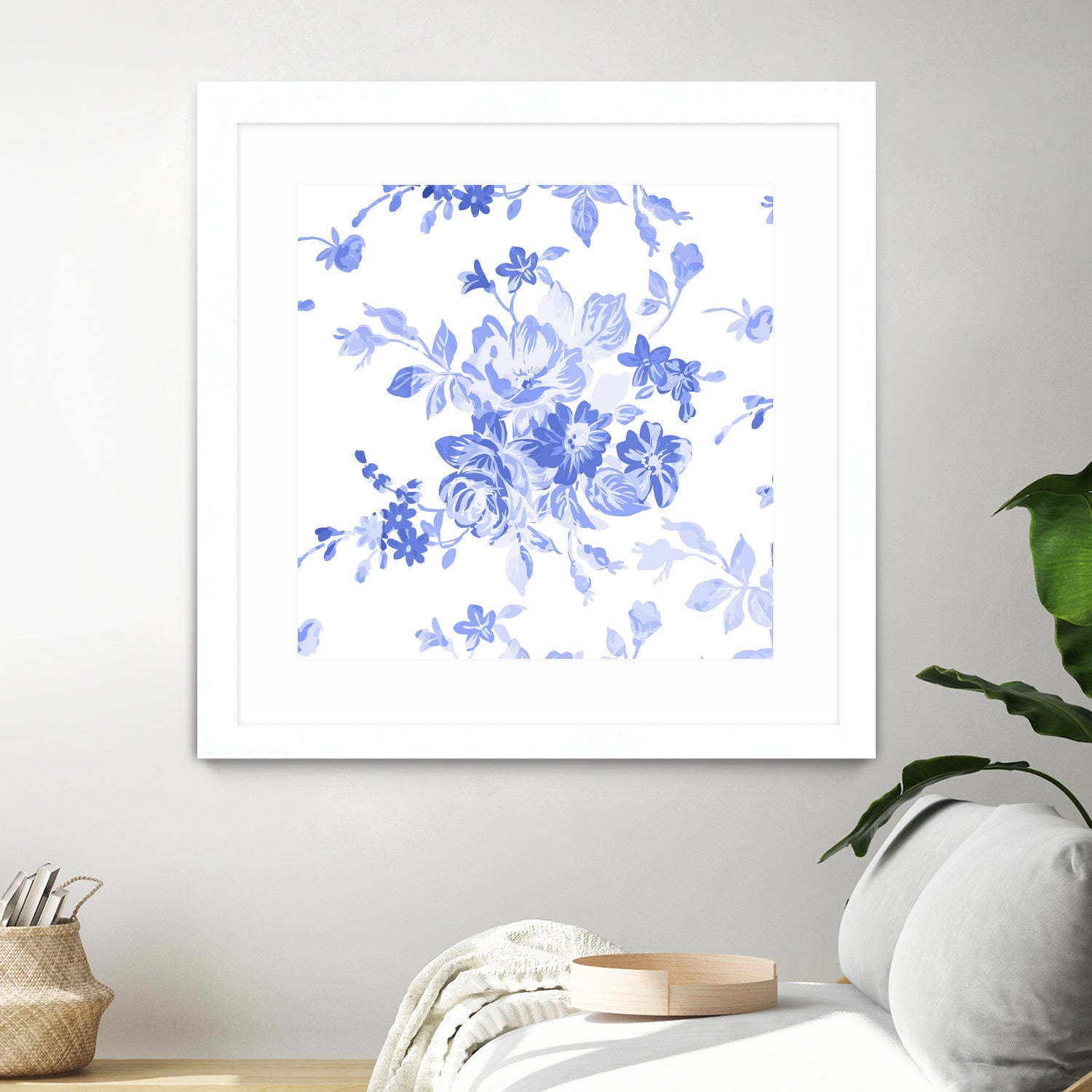 Blue Flowers - Floral Pattern Art by salome mikaberidze on GIANT ART - blue digital drawing