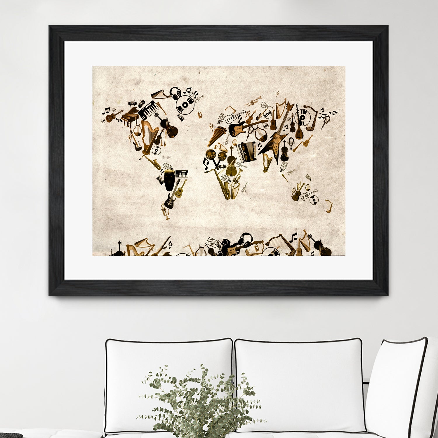 world map music instruments 2 by Bekim Mehovic on GIANT ART - brown digital painting