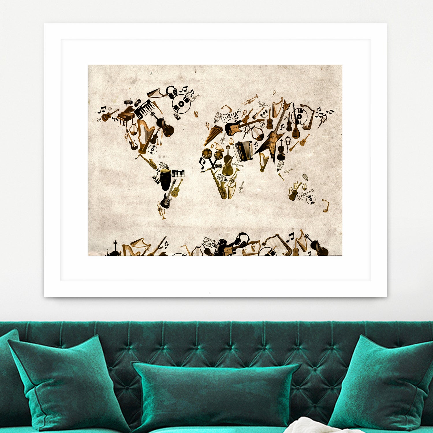 world map music instruments 2 by Bekim Mehovic on GIANT ART - brown digital painting