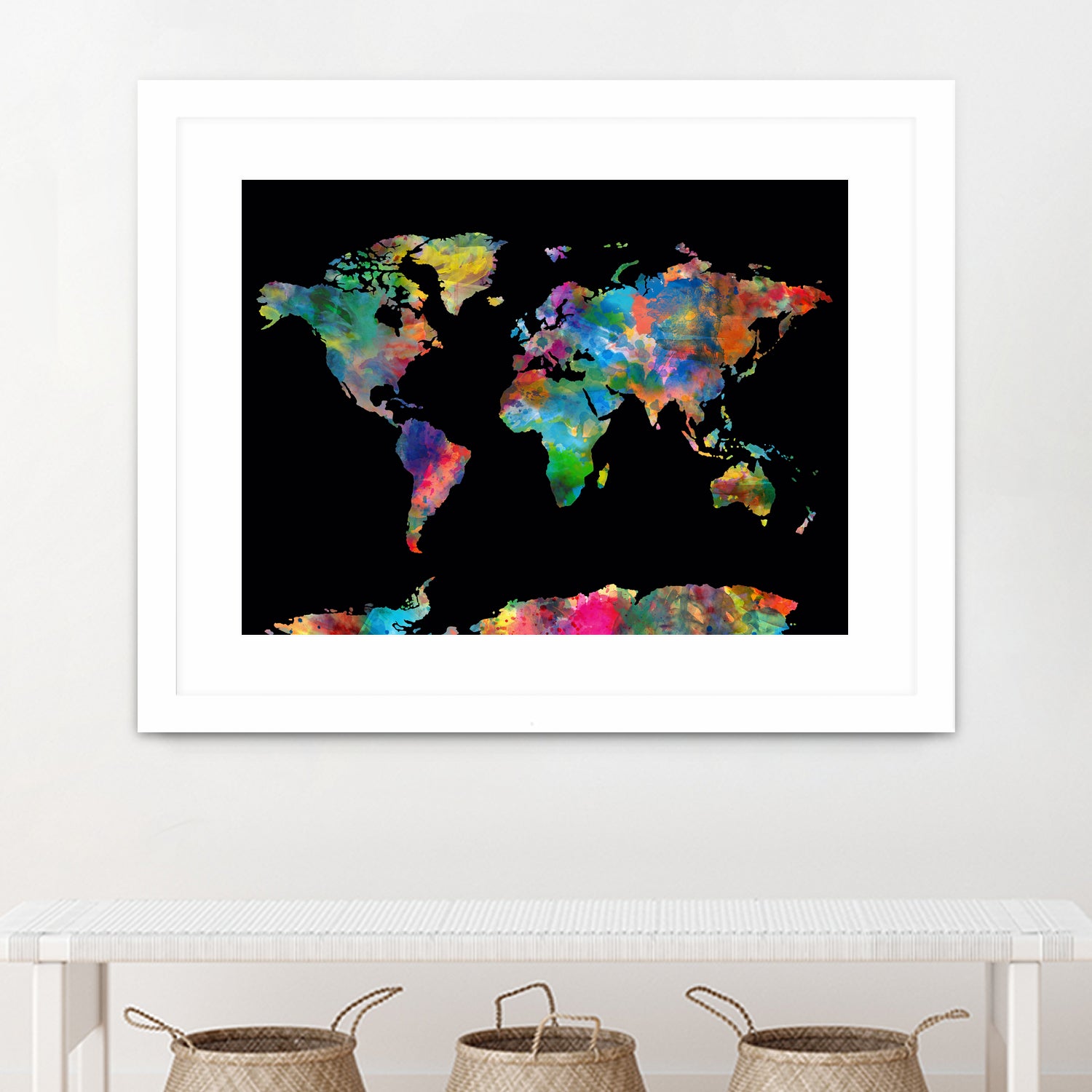 World map watercolor 5 by Bekim Mehovic on GIANT ART - black digital painting