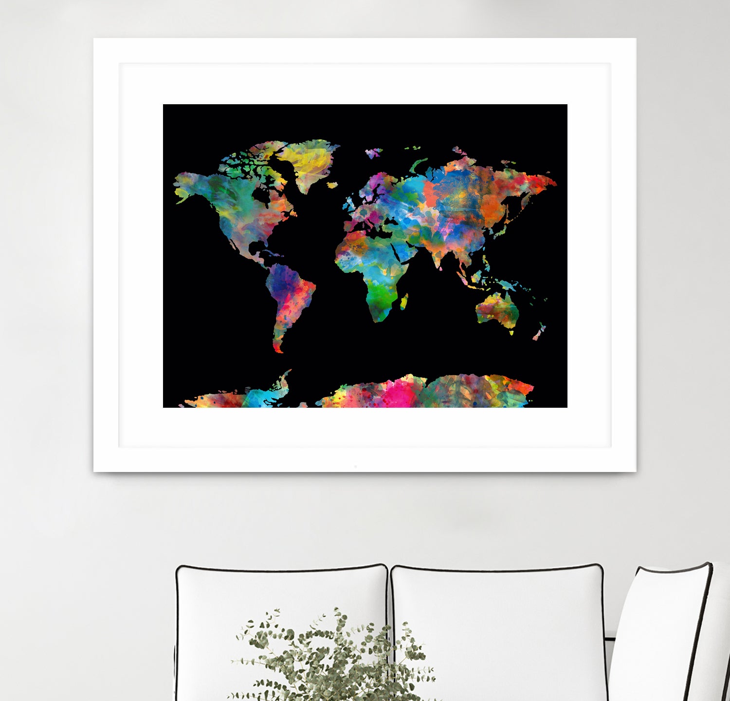 World map watercolor 5 by Bekim Mehovic on GIANT ART - black digital painting