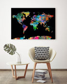 World map watercolor 5 by Bekim Mehovic on GIANT ART - black digital painting
