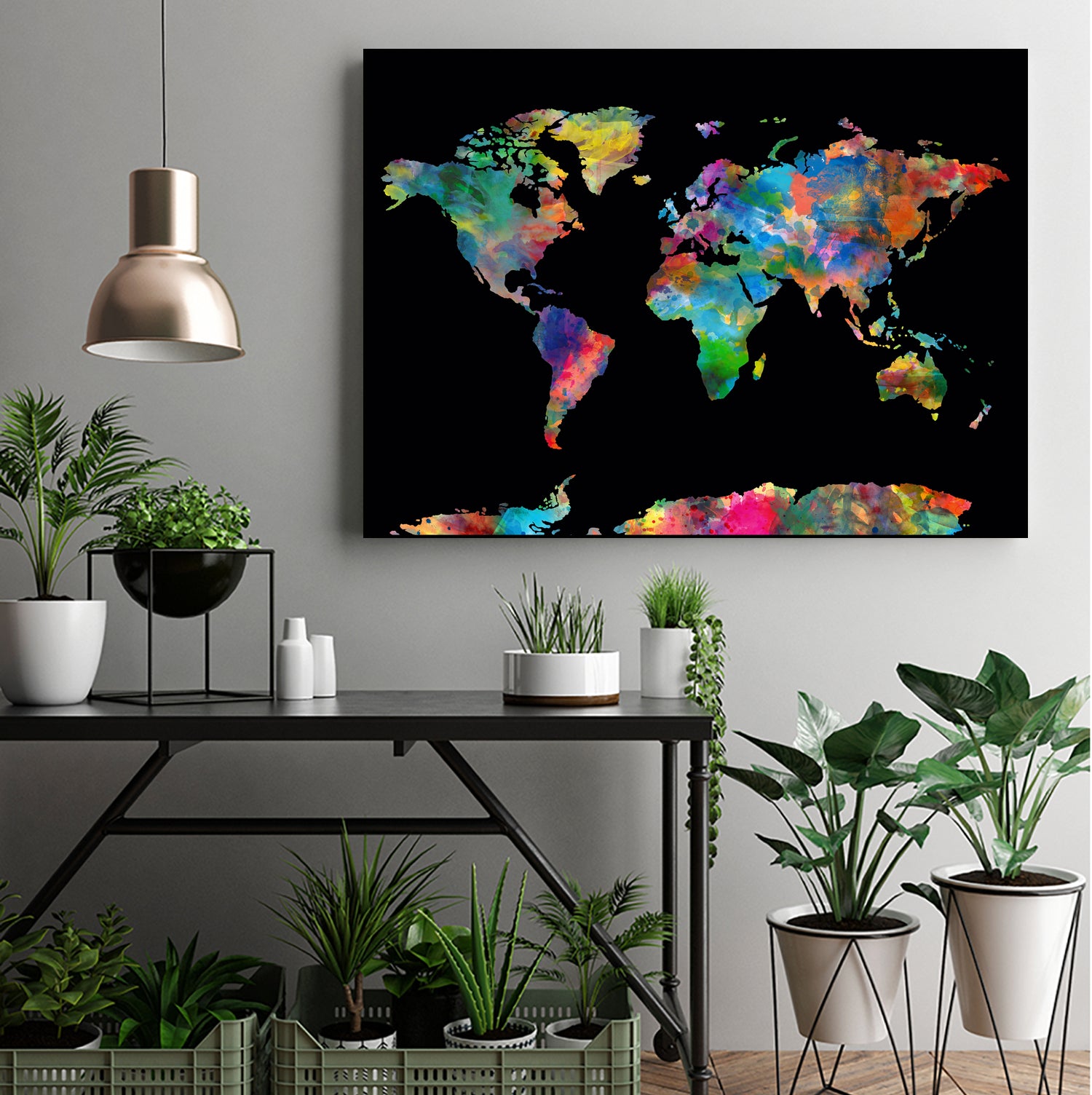 World map watercolor 5 by Bekim Mehovic on GIANT ART - black digital painting