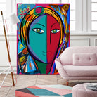 Pop Portrait Girl Fauvism by Emmanuel Signorino on GIANT ART - blue digital painting