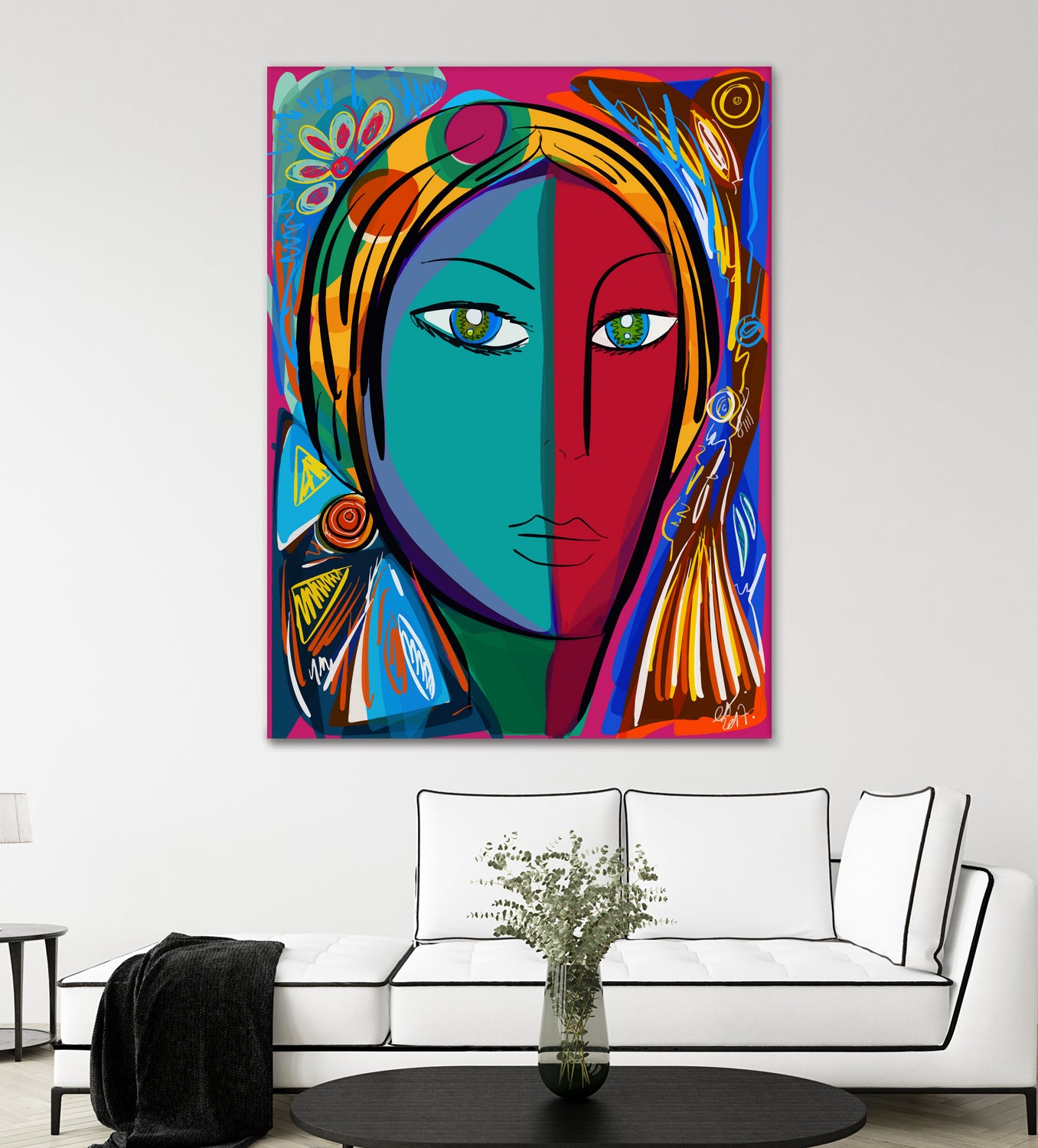 Pop Portrait Girl Fauvism by Emmanuel Signorino on GIANT ART - blue digital painting