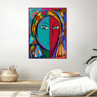 Pop Portrait Girl Fauvism by Emmanuel Signorino on GIANT ART - blue digital painting