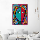 Pop Portrait Girl Fauvism by Emmanuel Signorino on GIANT ART - blue digital painting