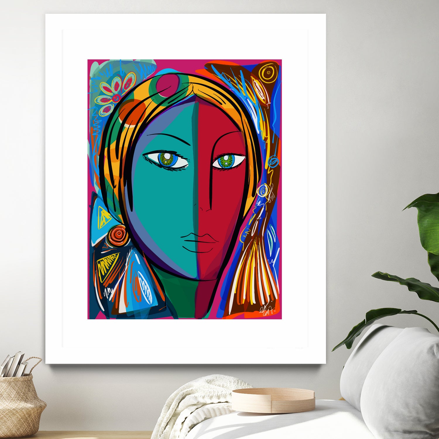 Pop Portrait Girl Fauvism by Emmanuel Signorino on GIANT ART - blue digital painting