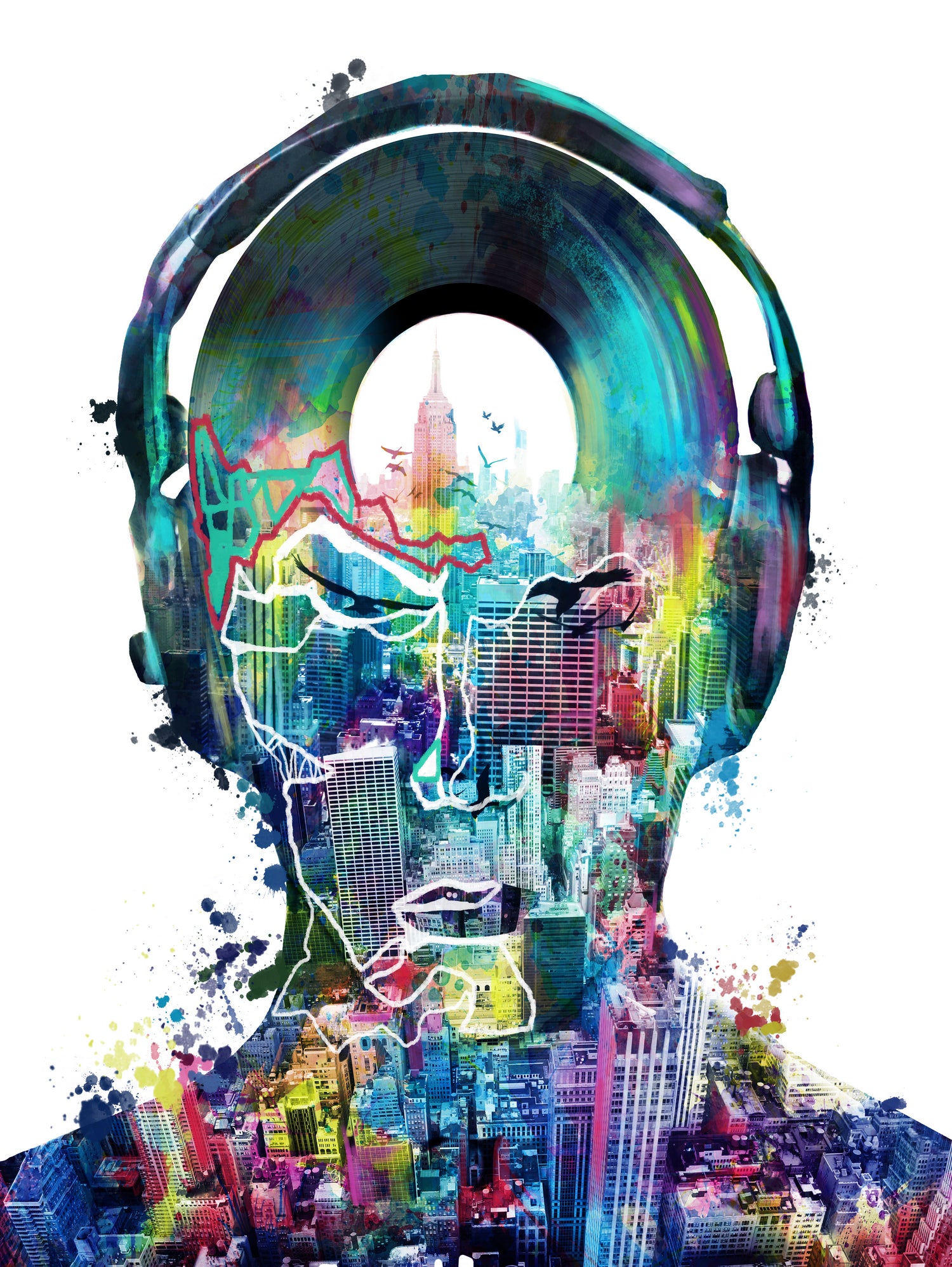 new york  city sound colorful by Bekim Mehovic on GIANT ART - white digital painting