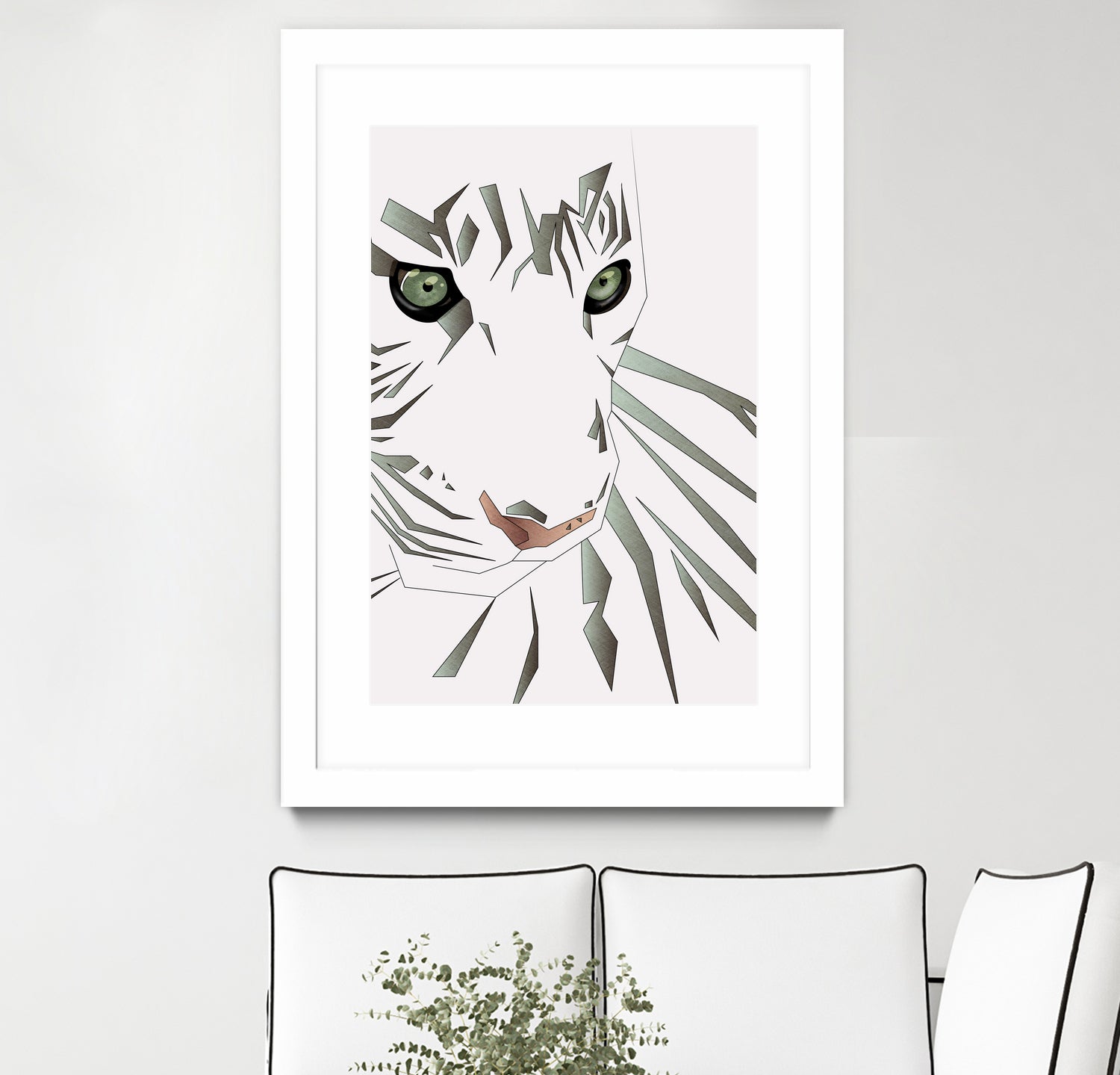 Tiger's Tranquility by Romina Lutz on GIANT ART - white digital painting