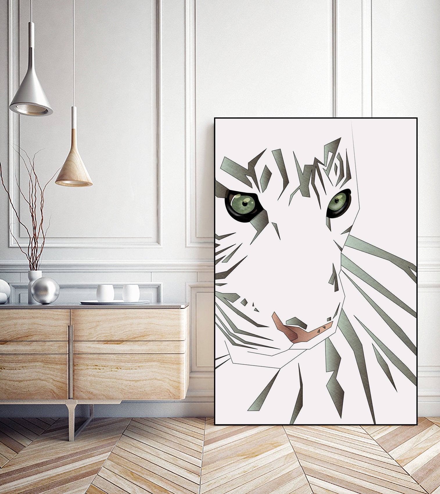 Tiger's Tranquility by Romina Lutz on GIANT ART - white digital painting