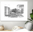 pencil drawing buildings in the city in black and white by sutee monchitnukul on GIANT ART - gray digital drawing