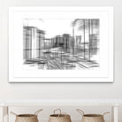 pencil drawing buildings in the city in black and white by sutee monchitnukul on GIANT ART - gray digital drawing