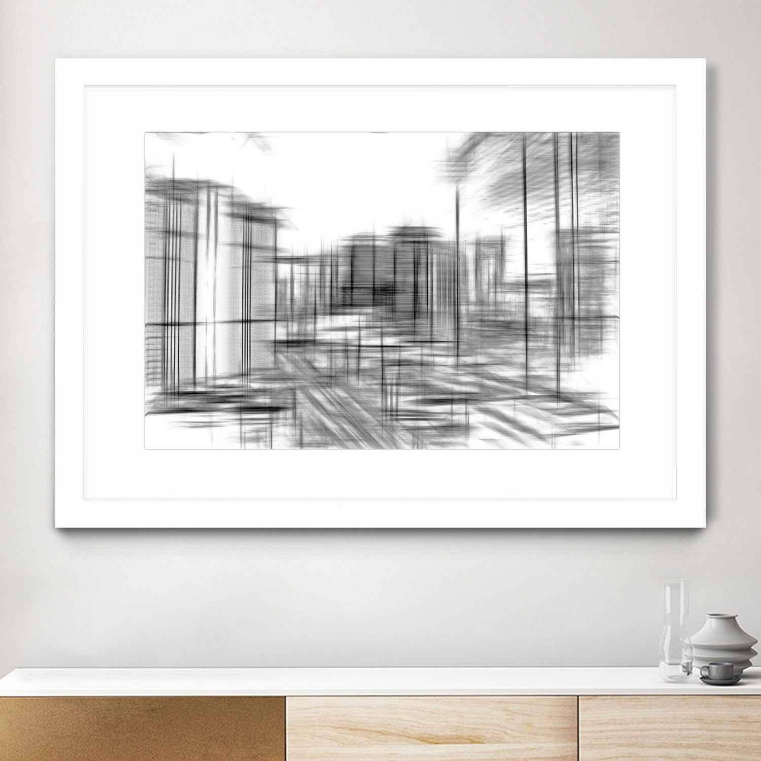 pencil drawing buildings in the city in black and white by sutee monchitnukul on GIANT ART - gray digital drawing