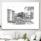 pencil drawing buildings in the city in black and white by sutee monchitnukul on GIANT ART - gray digital drawing