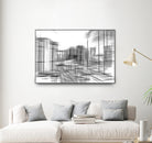 pencil drawing buildings in the city in black and white by sutee monchitnukul on GIANT ART - gray digital drawing