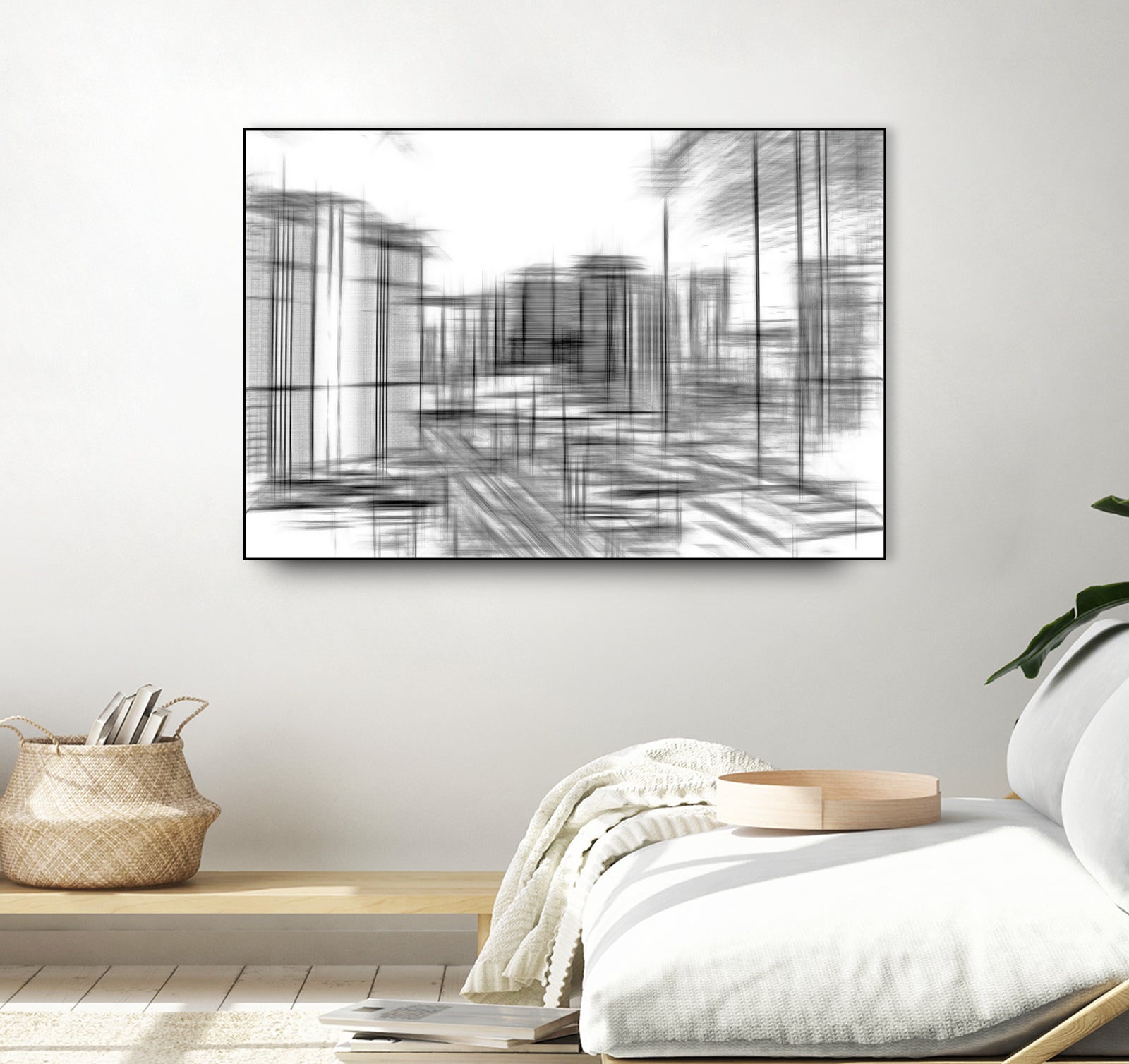 pencil drawing buildings in the city in black and white by sutee monchitnukul on GIANT ART - gray digital drawing