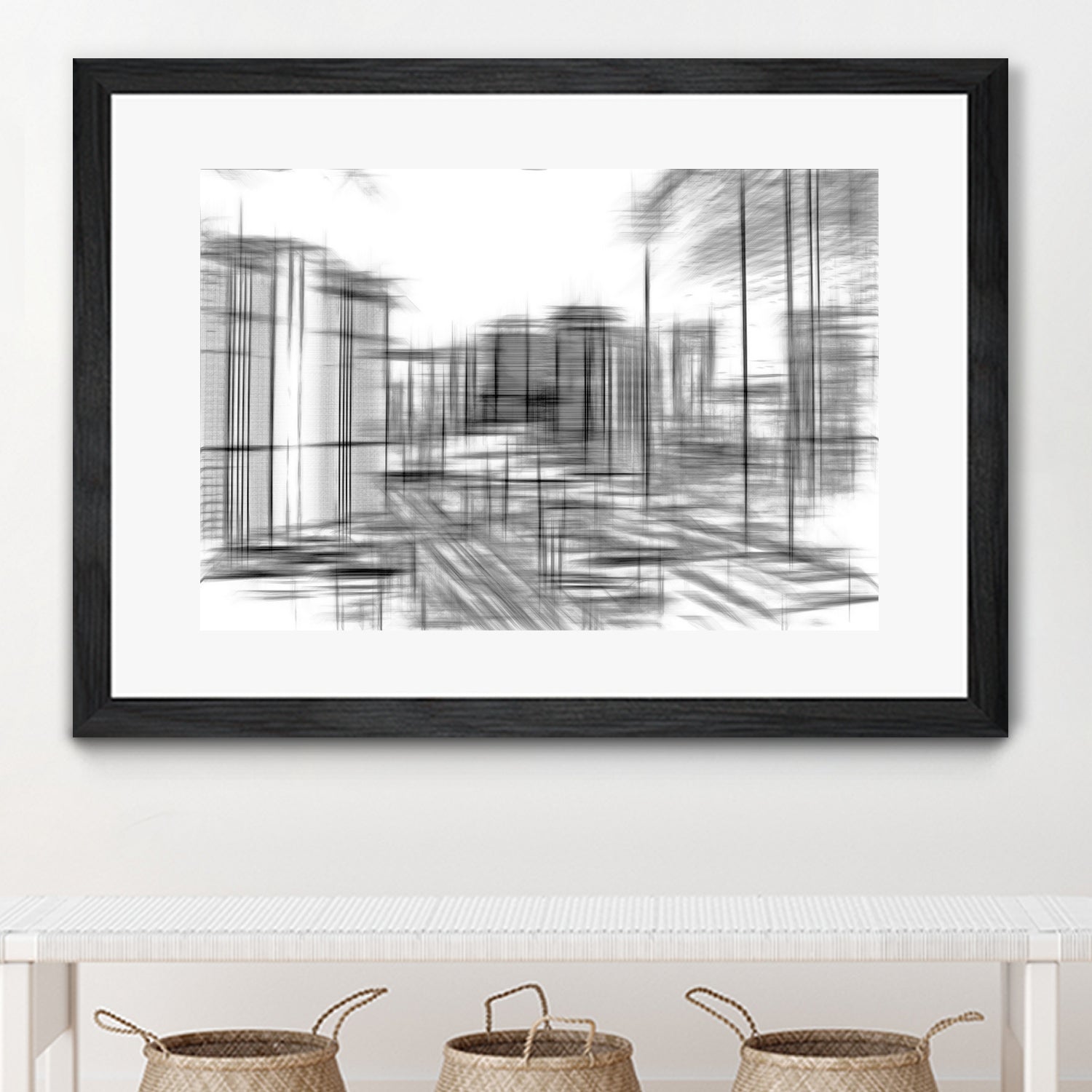 pencil drawing buildings in the city in black and white by sutee monchitnukul on GIANT ART - gray digital drawing