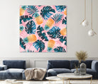 Pineapple and Leaf Pattern by burcu korkmazyurek on GIANT ART - pink digital painting