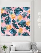 Pineapple and Leaf Pattern by burcu korkmazyurek on GIANT ART - pink digital painting