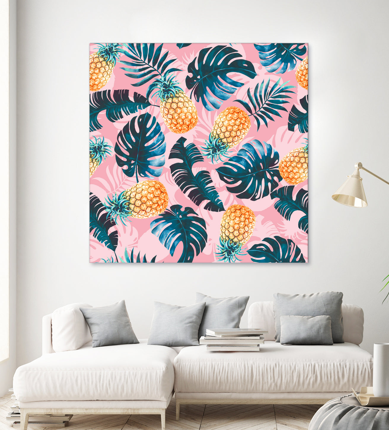 Pineapple and Leaf Pattern by burcu korkmazyurek on GIANT ART - pink digital painting